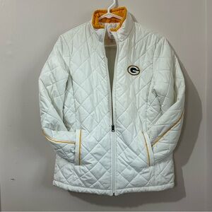 Womens Packers NFL White Quilted Puffer Jacket Full Zip Size M